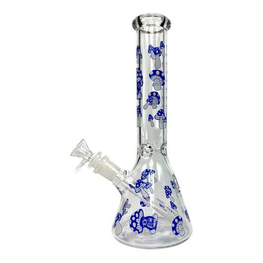 Mushroom Beaker Bong 25cm Glow in Dark Blue - The Bong Baron