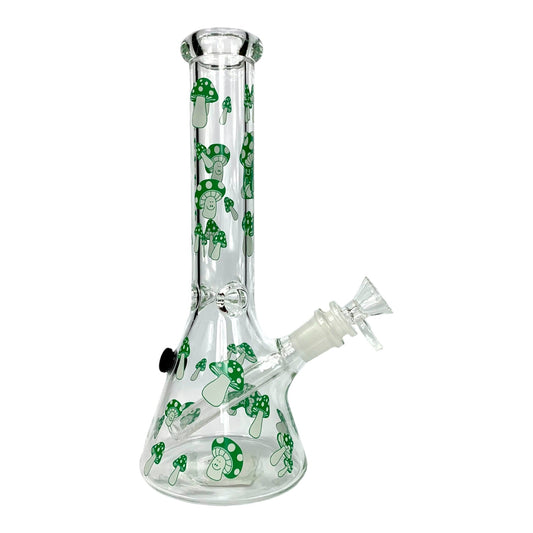 Mushroom Beaker Bong 25cm Glow in Dark Green - The Bong Baron