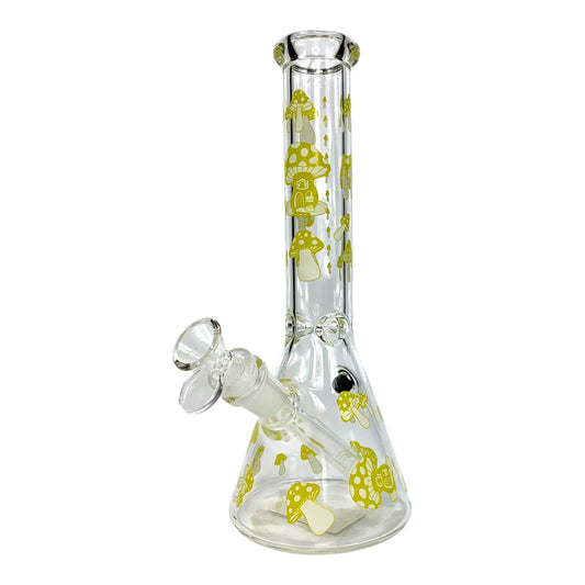 Mushroom Beaker Bong 25cm Glow in Dark Yellow - The Bong Baron