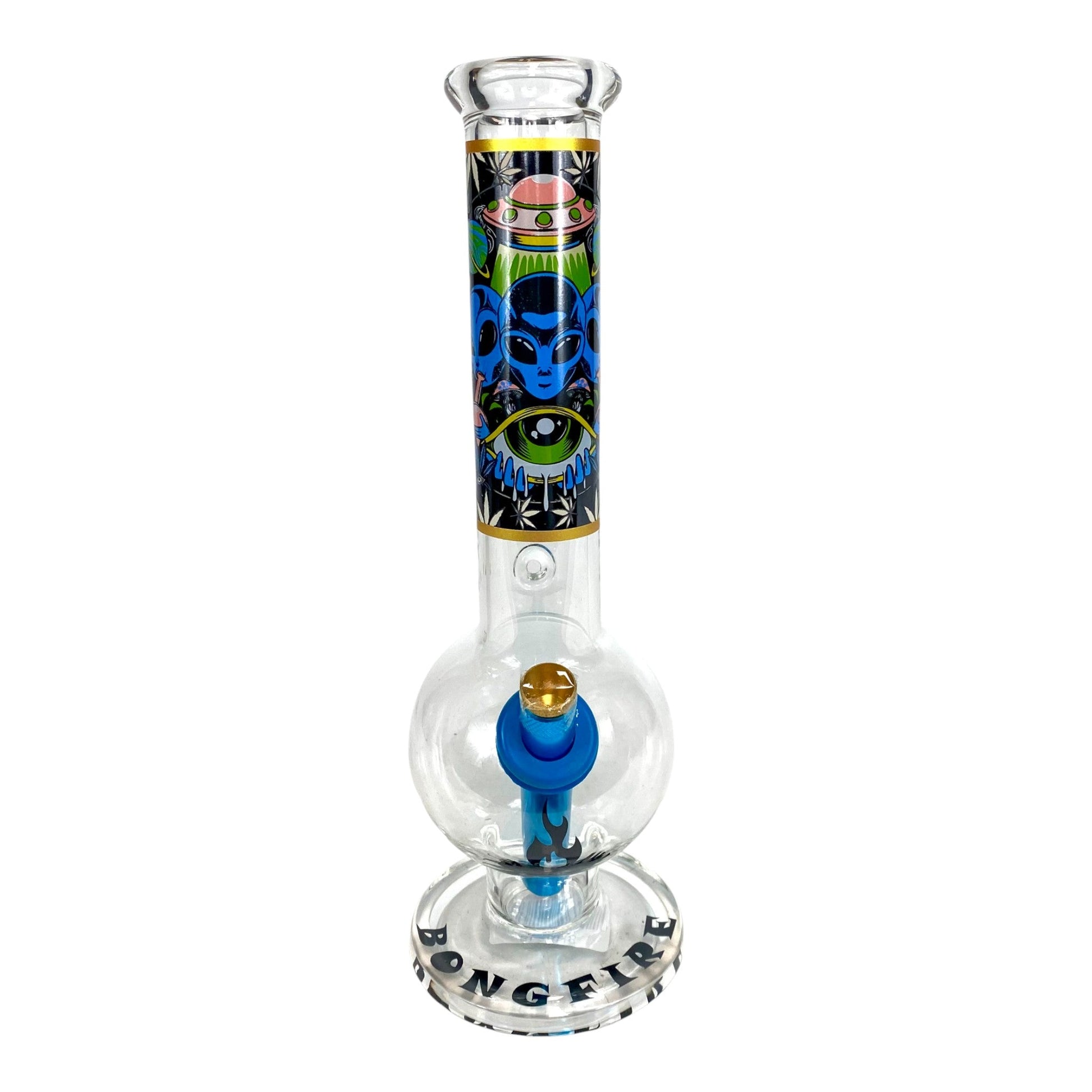 MWP Alien Abduction Bongfire Glass Bottom Bonza Bong 28cm - The Bong Baron