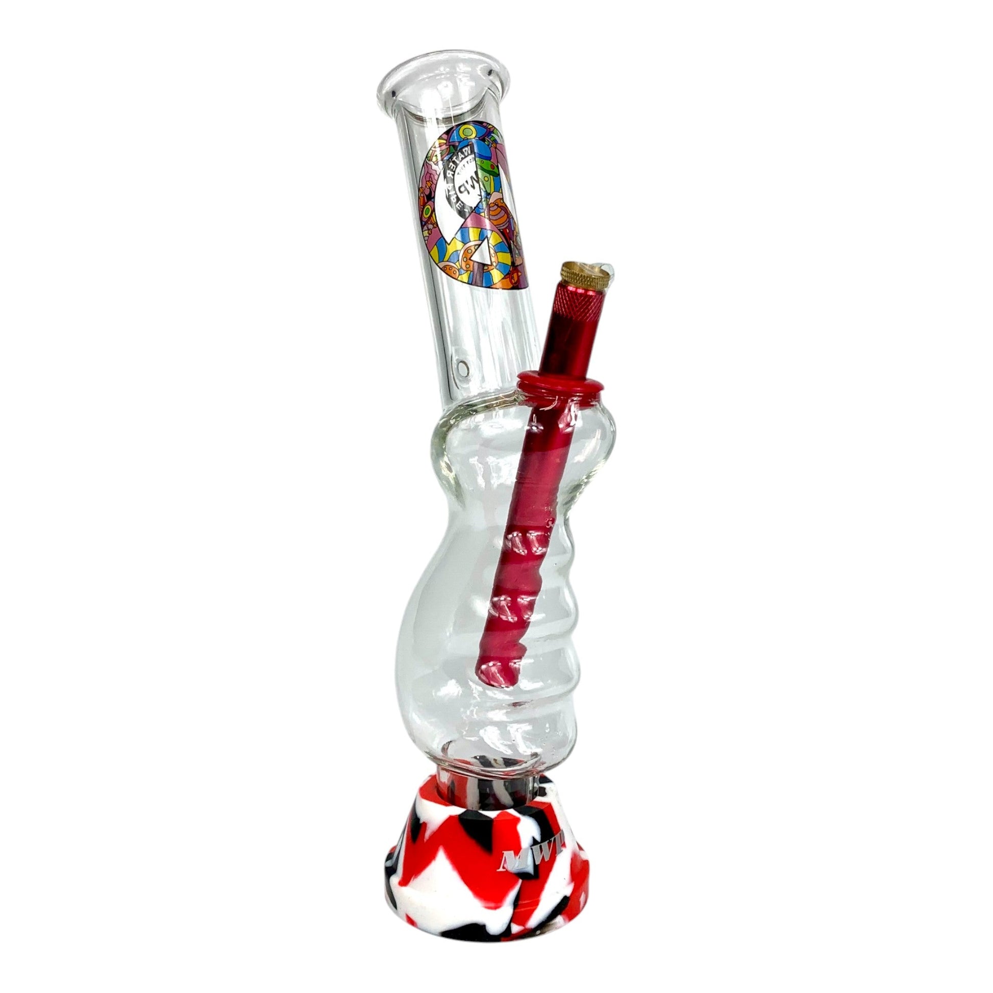 MWP Gripper Bong Peace Sign Red 30cm - The Bong Baron