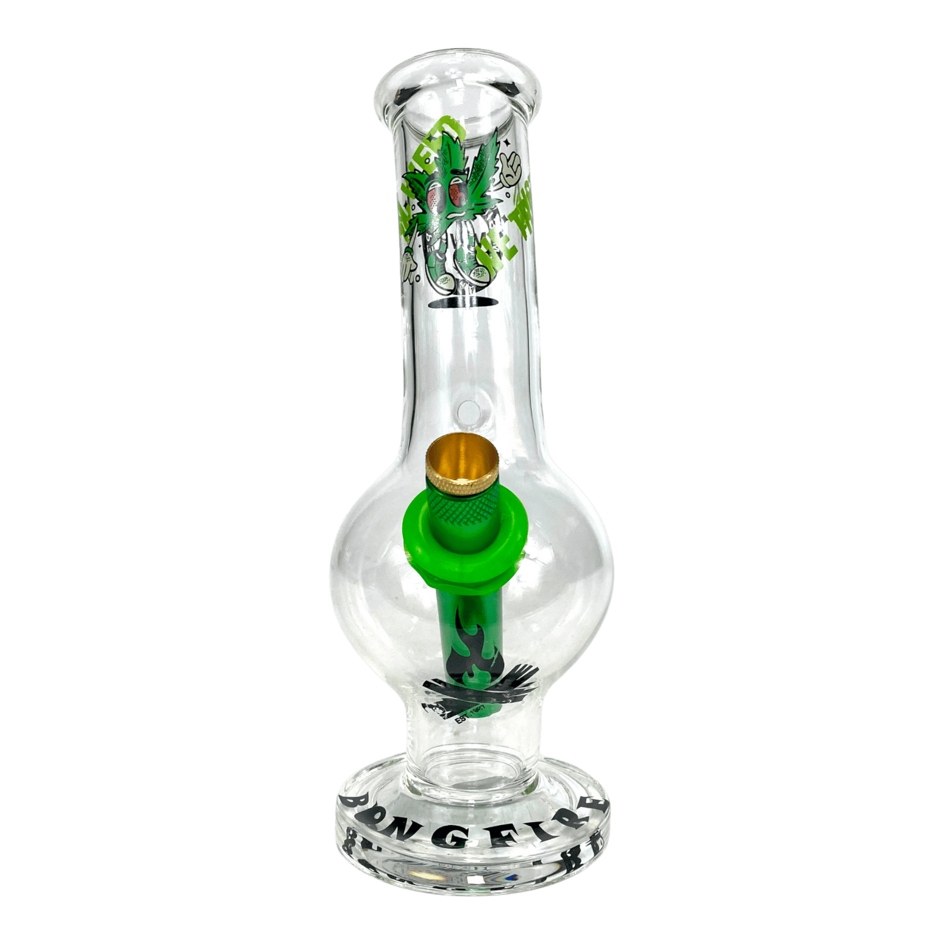 MWP In Weed We Trust Bongfire Glass Bottom Bonza Bong 20cm - The Bong Baron