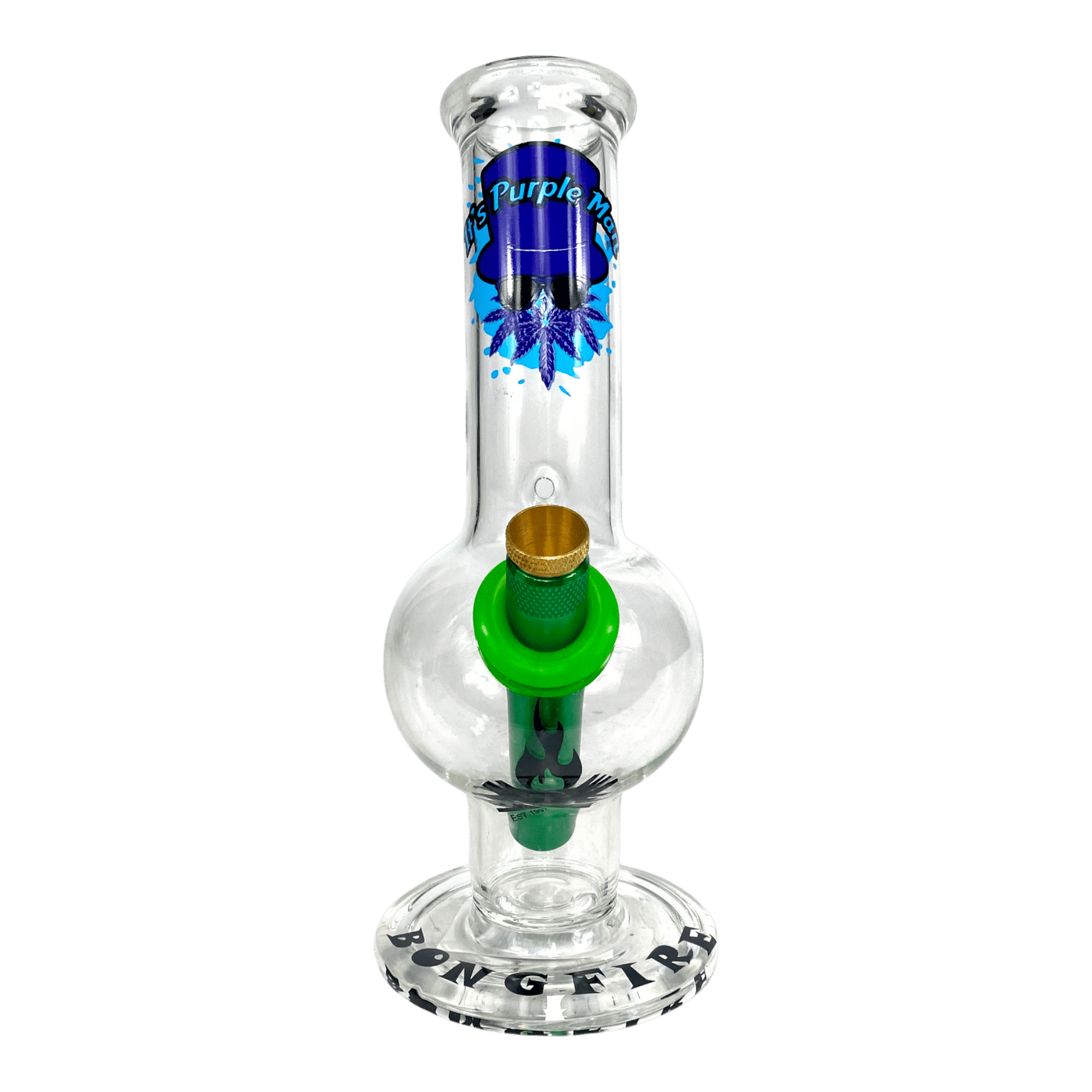 MWP Purple Man Bongfire Glass Bottom Bonza Bong 20cm - The Bong Baron