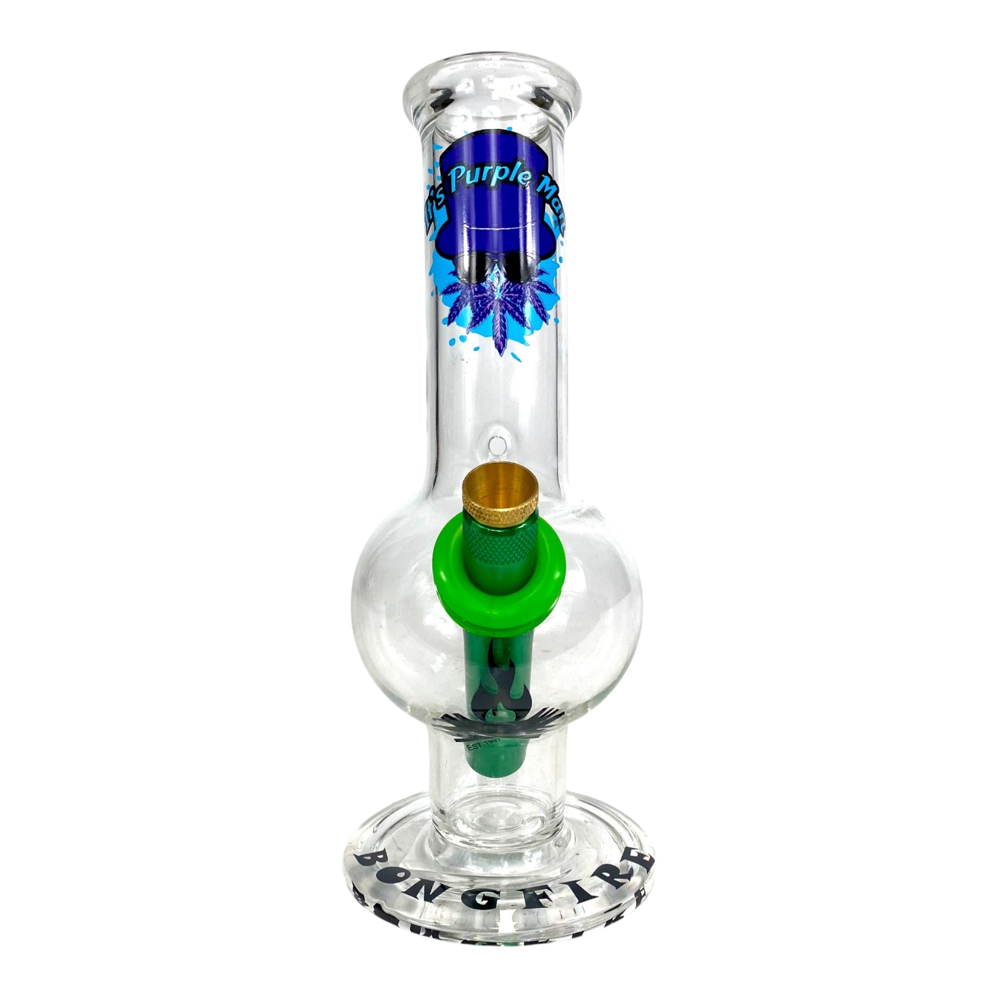 MWP Purple Man Bongfire Glass Bottom Bonza Bong 20cm - The Bong Baron
