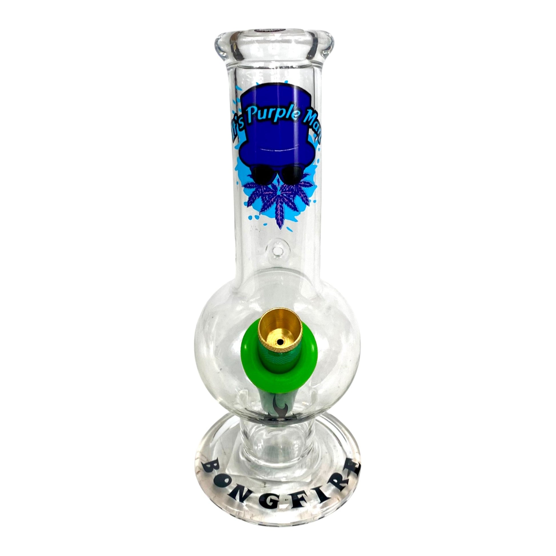 MWP Purple Man Bongfire Glass Bottom Bonza Bong 20cm - The Bong Baron