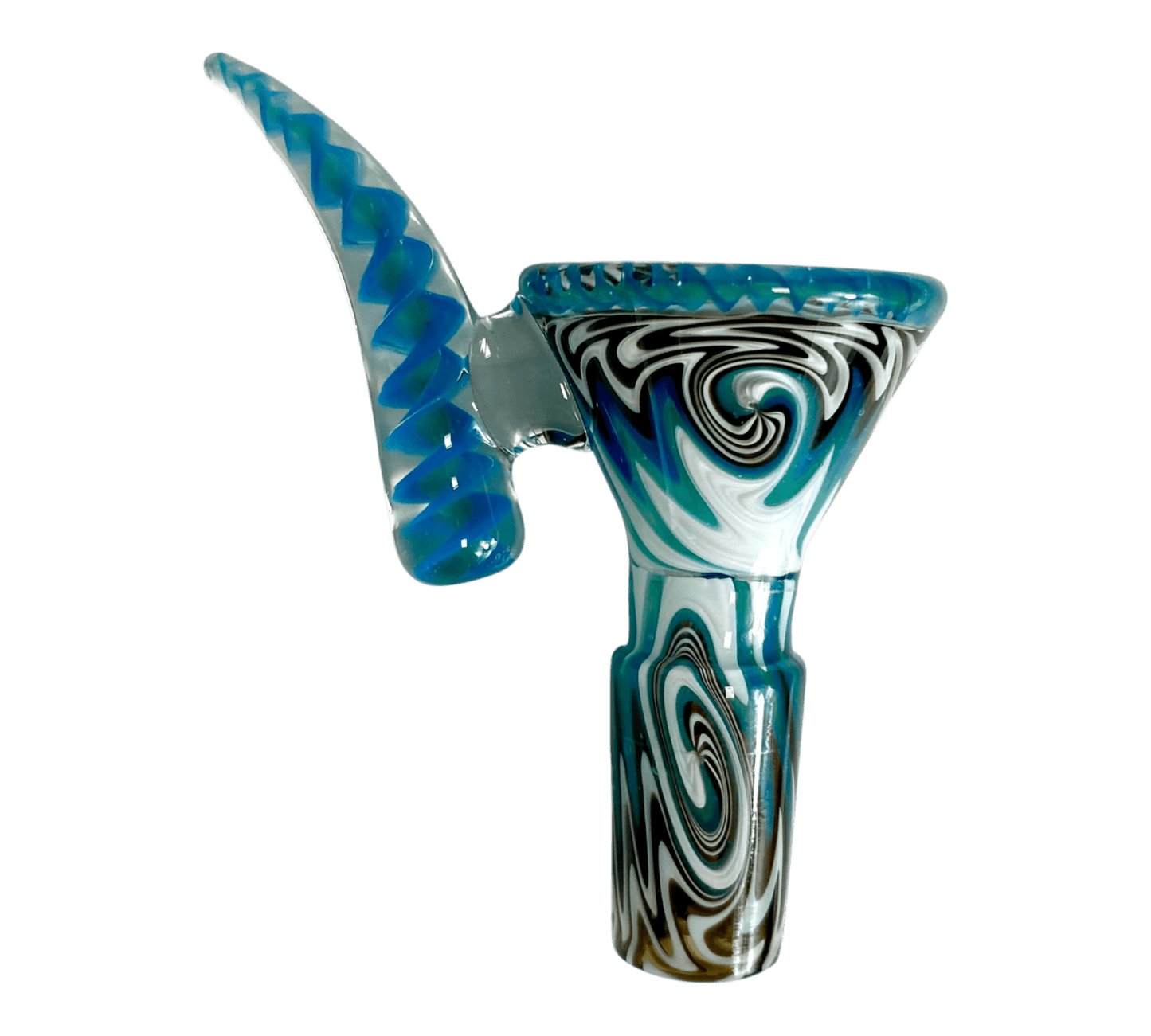 Phoenix 14mm Ram’s Horn 4 - Hole Filter Cone Piece – Blue and White - The Bong Baron