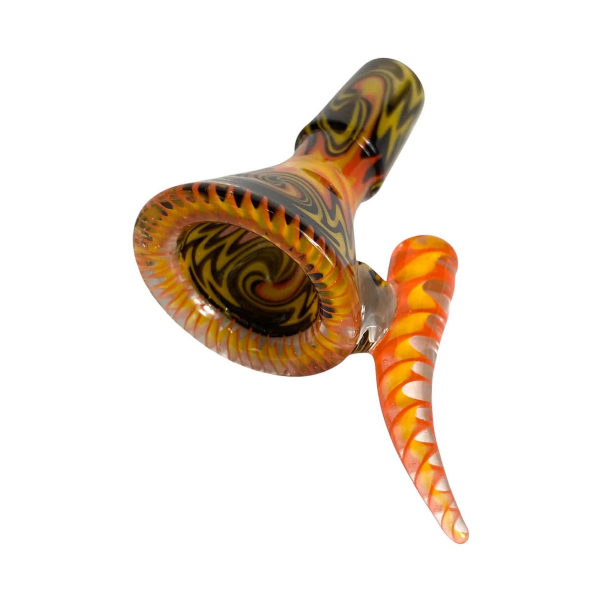 Phoenix 14mm Ram’s Horn 4 - Hole Filter Cone Piece – Orange and Black - The Bong Baron