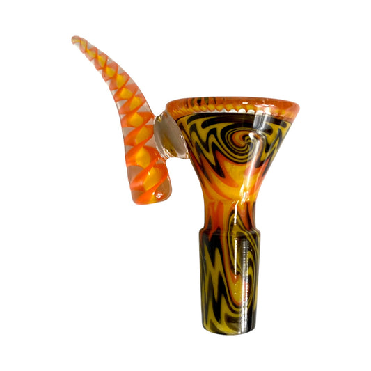 Phoenix 14mm Ram’s Horn 4 - Hole Filter Cone Piece – Orange and Black - The Bong Baron
