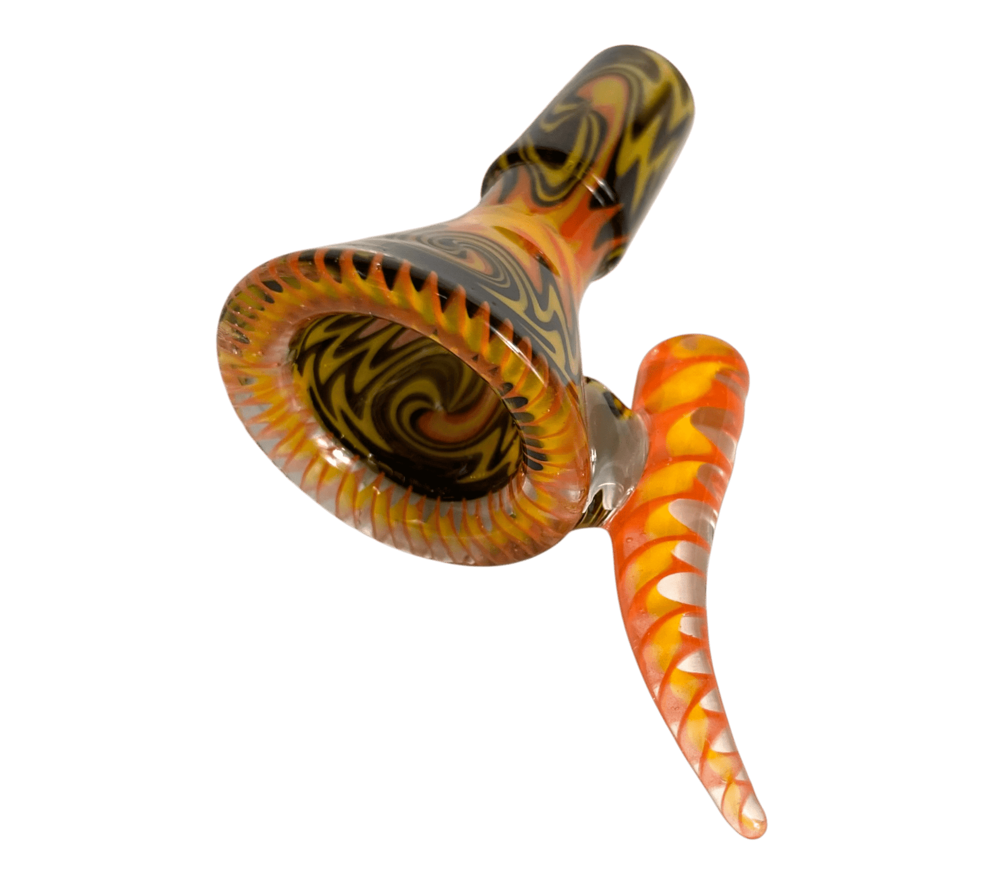 Phoenix 14mm Ram’s Horn 4 - Hole Filter Cone Piece – Orange and Black - The Bong Baron