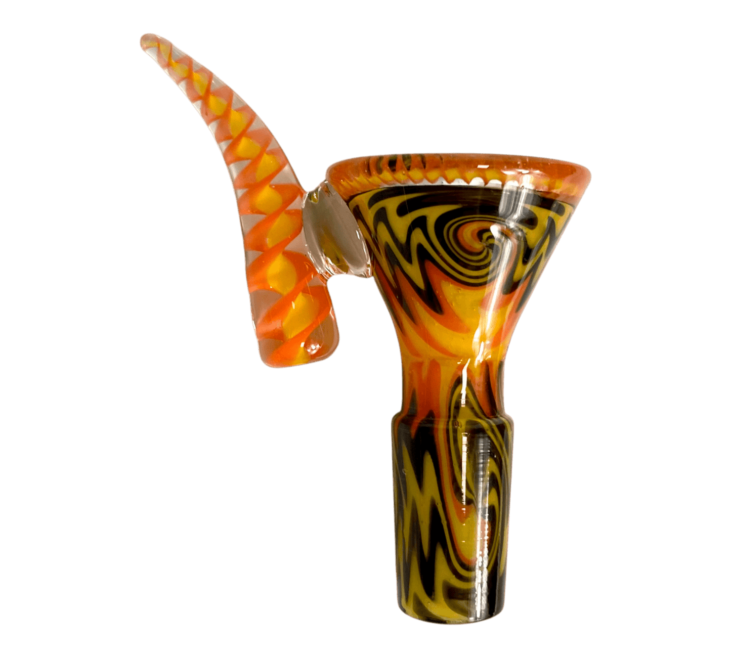 Phoenix 14mm Ram’s Horn 4 - Hole Filter Cone Piece – Orange and Black - The Bong Baron