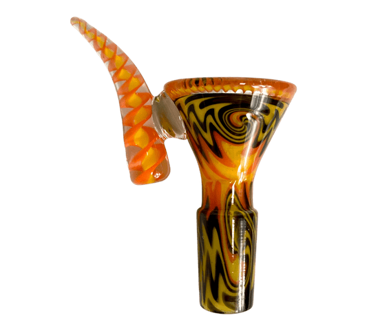 Phoenix 14mm Ram’s Horn 4 - Hole Filter Cone Piece – Orange and Black - The Bong Baron