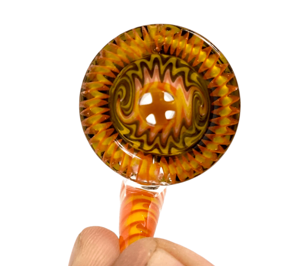 Phoenix 14mm Ram’s Horn 4 - Hole Filter Cone Piece – Orange and Black - The Bong Baron