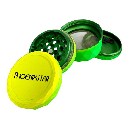 Phoenix 50mm 4 Piece Gradient Herb Grinder – Yellow Green - The Bong Baron