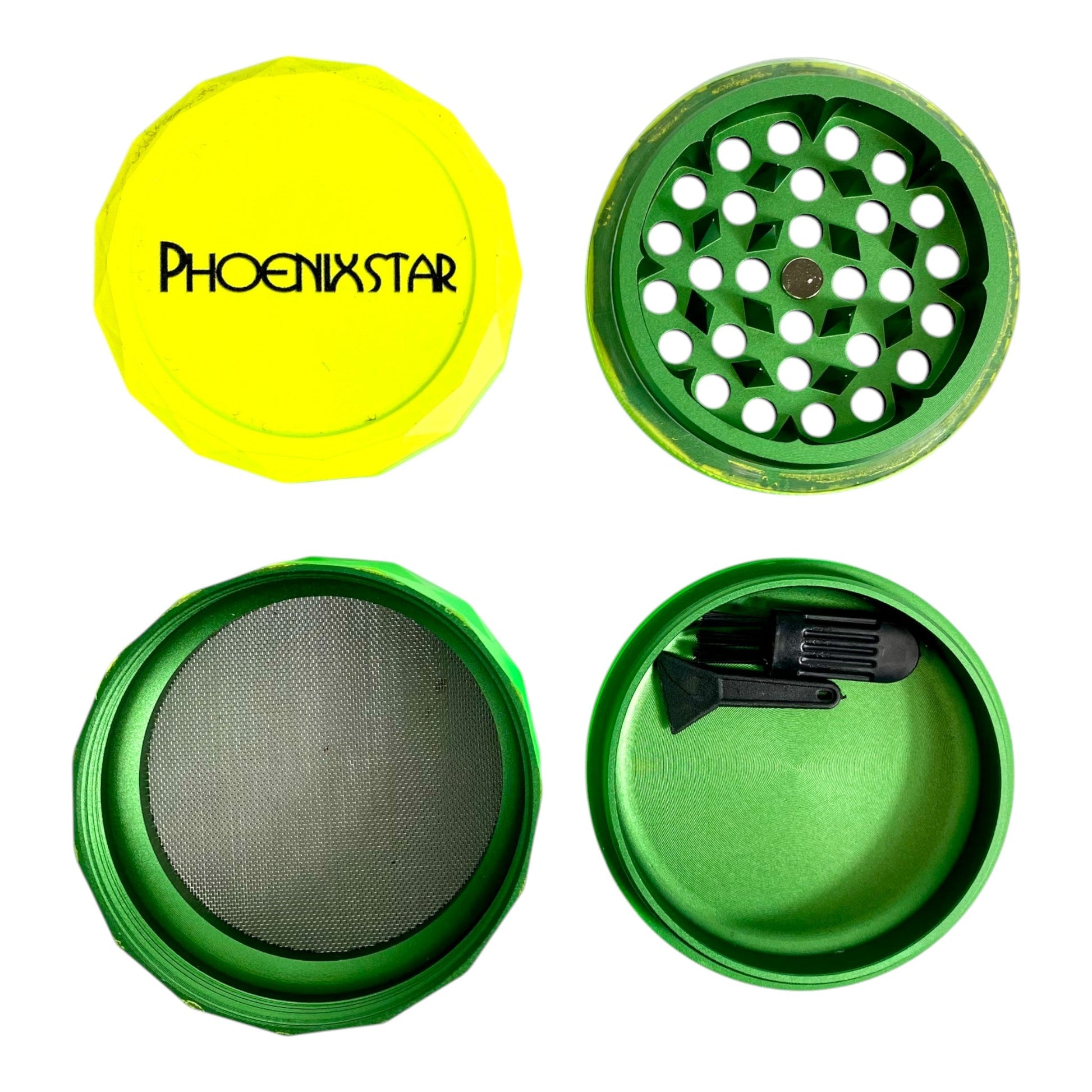 Phoenix 50mm 4 Piece Gradient Herb Grinder – Yellow Green - The Bong Baron