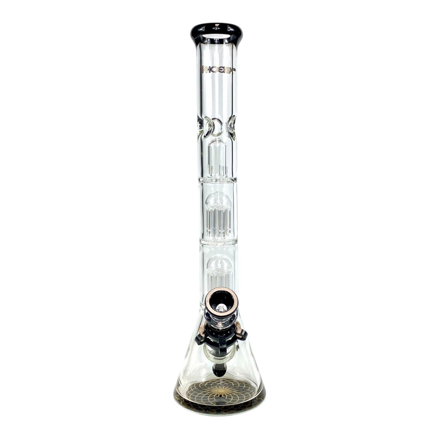 Phoenix 7mm Heavy Duty Double Perc Beaker Bong – 33cm Black - The Bong Baron