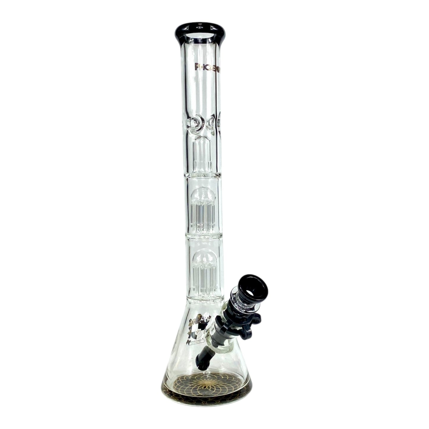 Phoenix 7mm Heavy Duty Double Perc Beaker Bong – 33cm Black - The Bong Baron