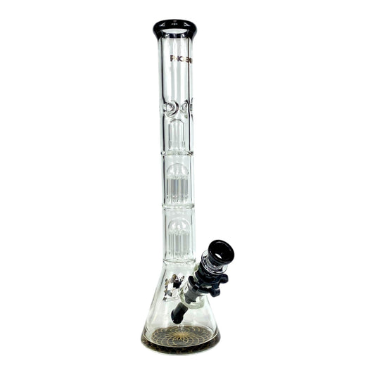 Phoenix 7mm Heavy Duty Double Perc Beaker Bong – 33cm Black - The Bong Baron