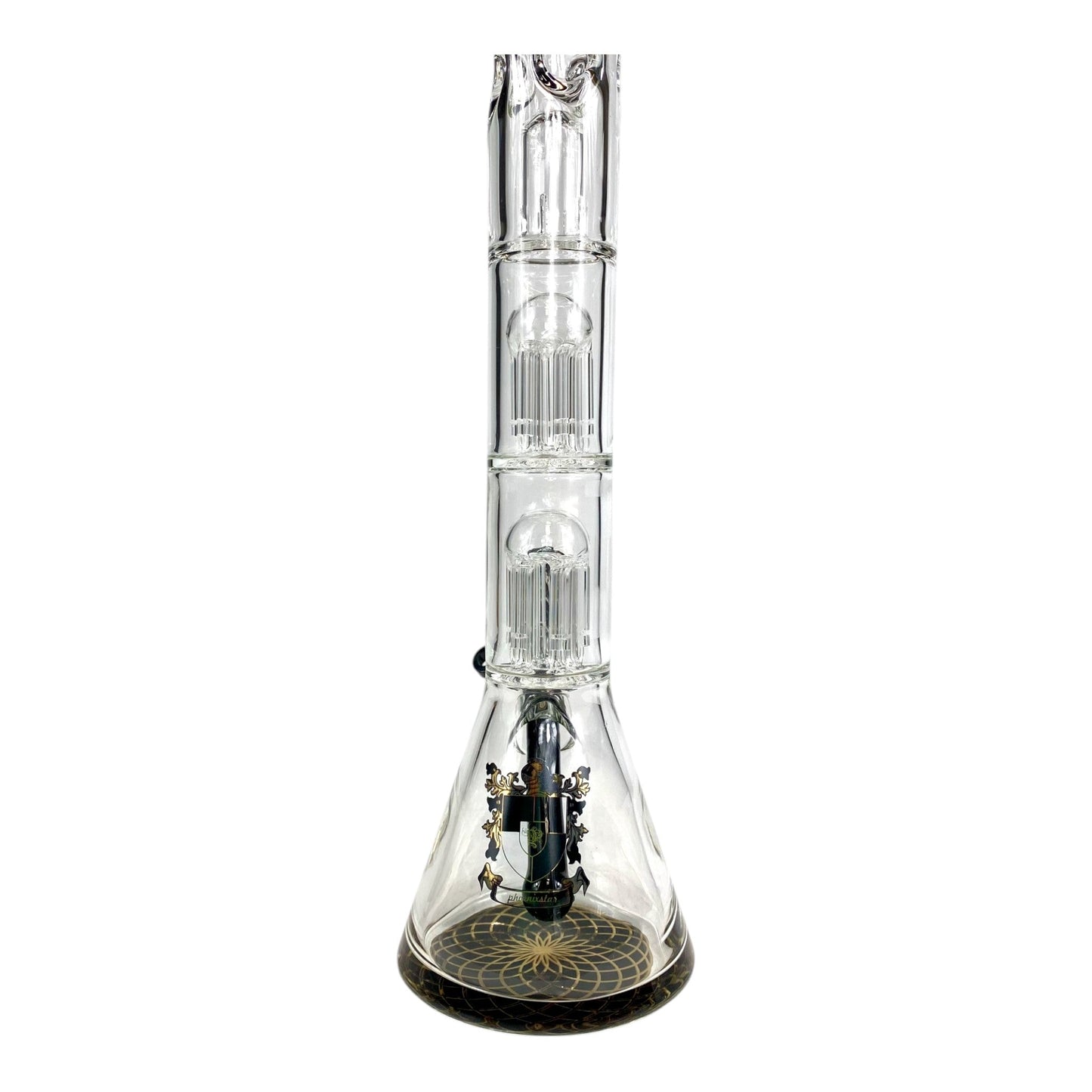 Phoenix 7mm Heavy Duty Double Perc Beaker Bong – 33cm Black - The Bong Baron