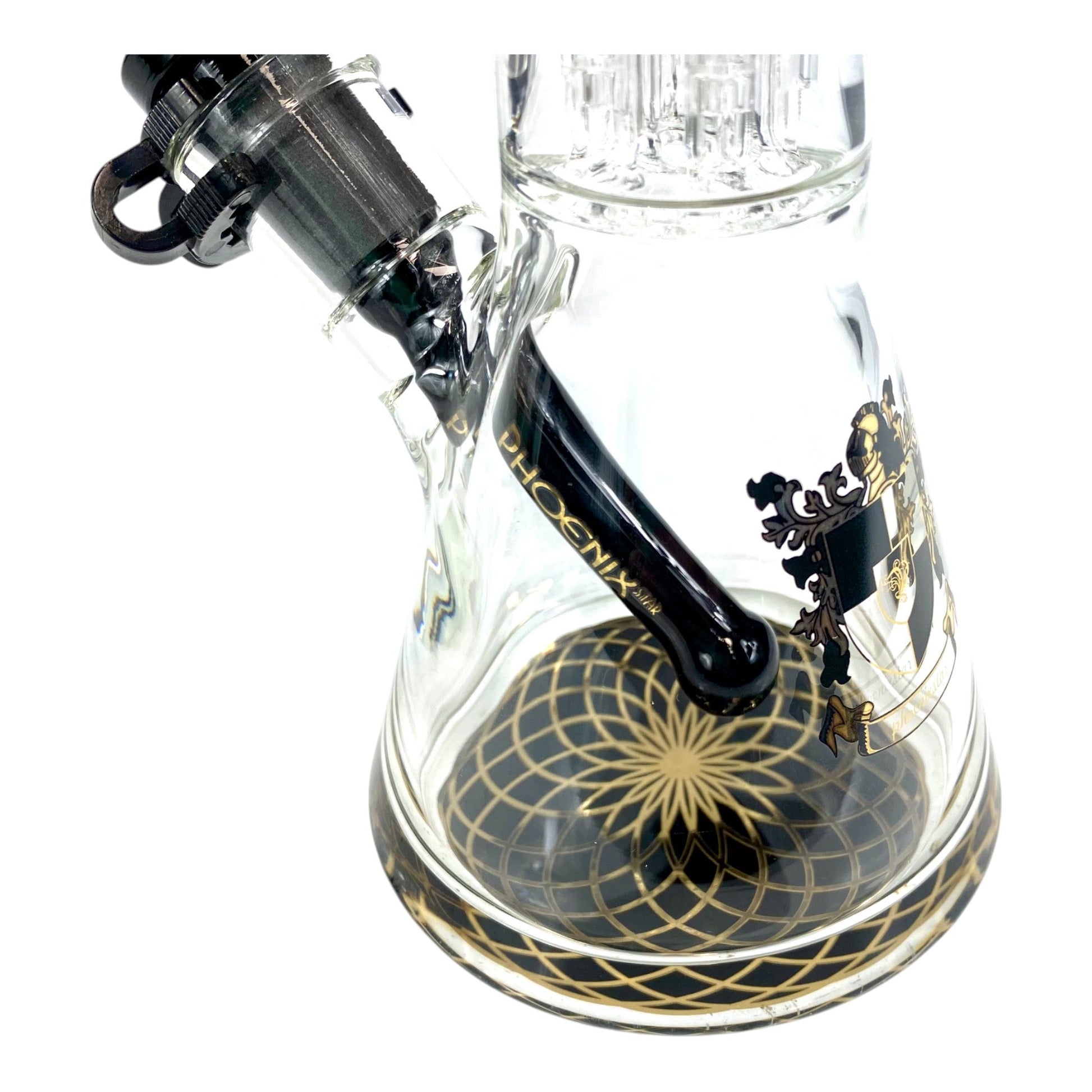 Phoenix 7mm Heavy Duty Double Perc Beaker Bong – 33cm Black - The Bong Baron