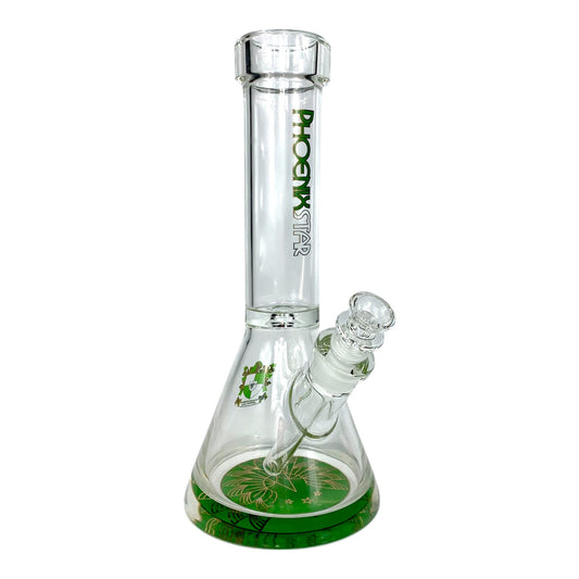 Phoenix 9mm Thick Heavy Duty Glass Beaker Bong 30cm Green - The Bong Baron