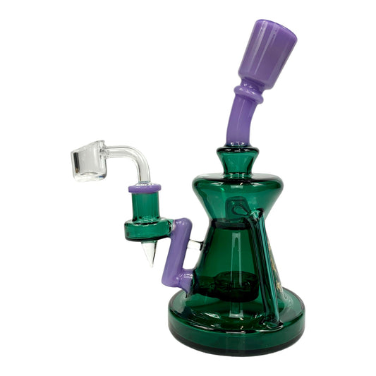Phoenix Dab Rig Mini Showerhead Perc Recycler 20cm Green and Purple - The Bong Baron