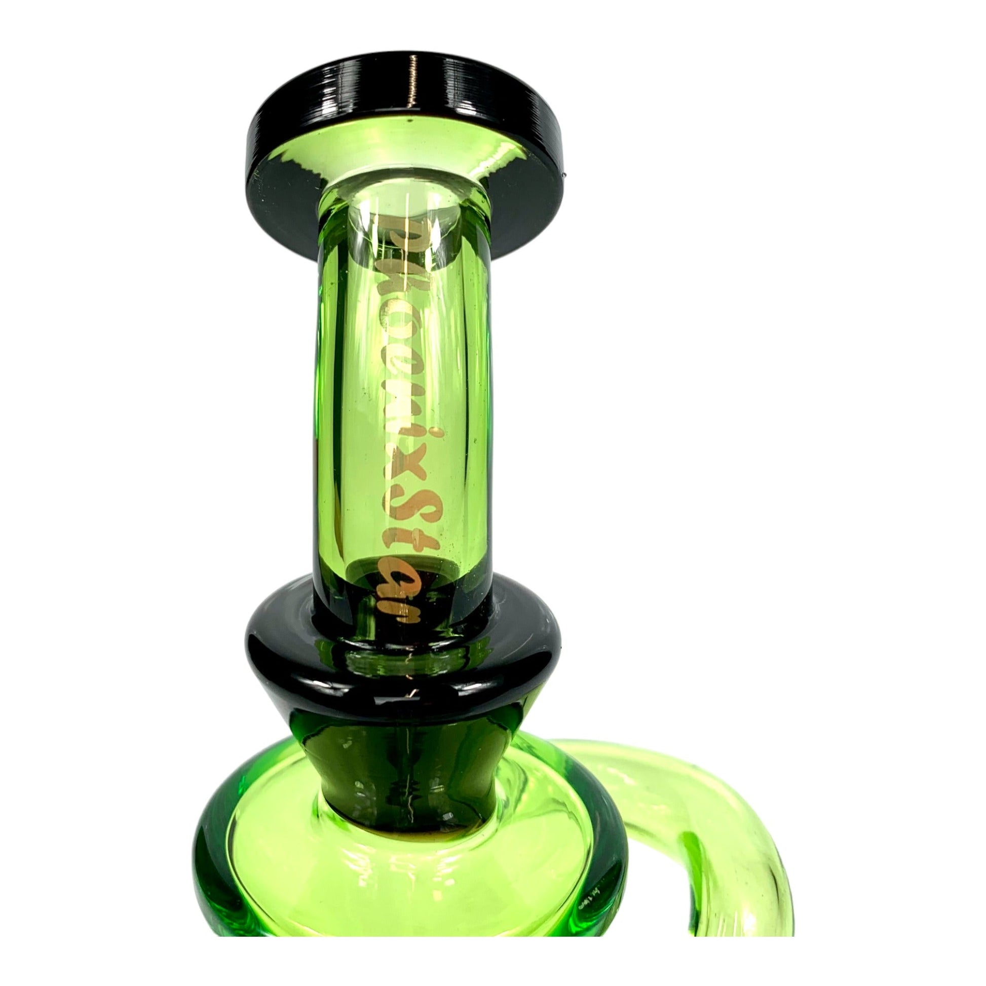 Phoenix Dab Rig Mini Showerhead Perc Recycler 20cm Lime Green - The Bong Baron