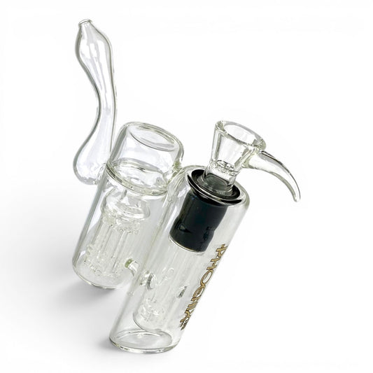 Phoenix Double Percolated Hammer Bubbler Bong 19cm Black - The Bong Baron