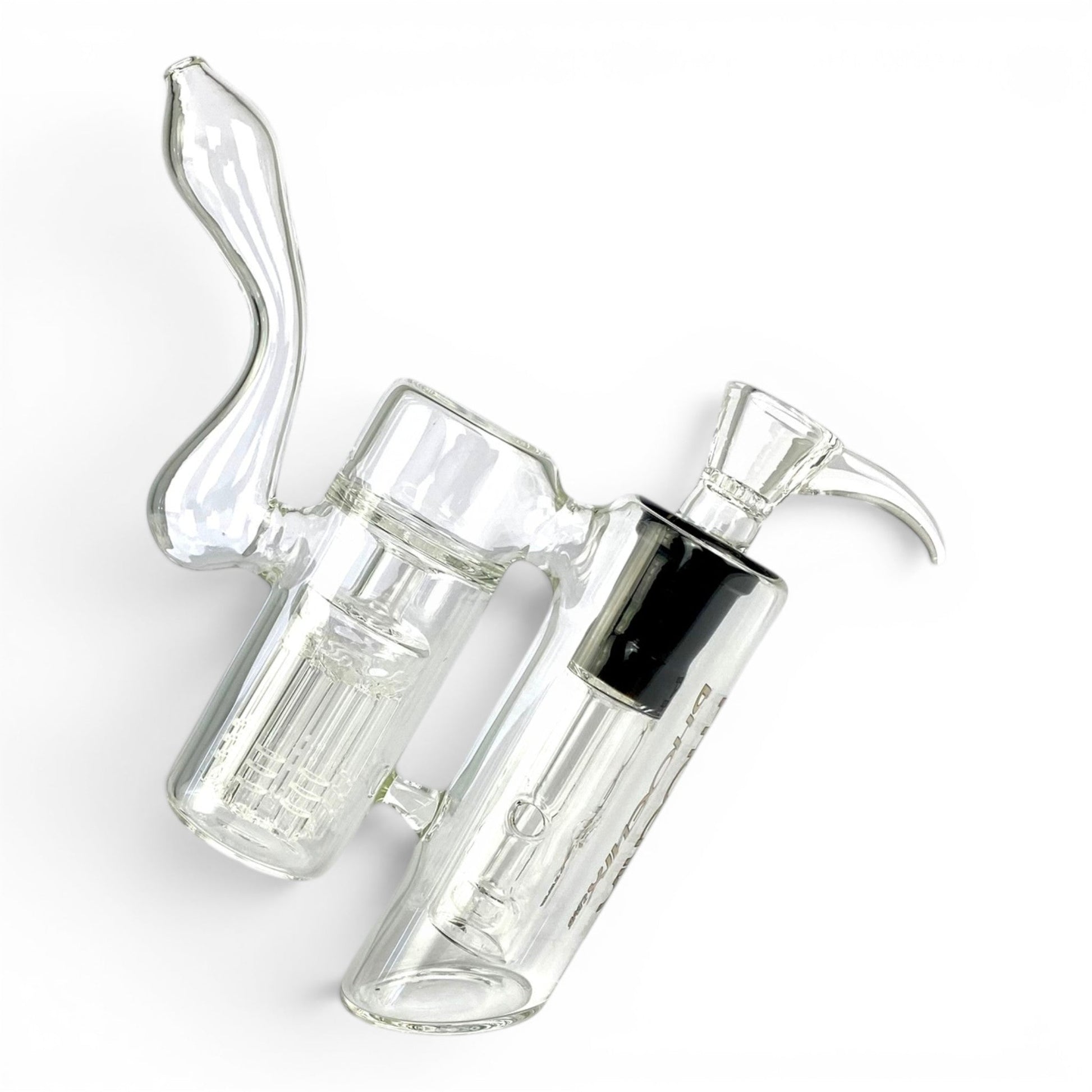 Phoenix Double Percolated Hammer Bubbler Bong 19cm Black - The Bong Baron