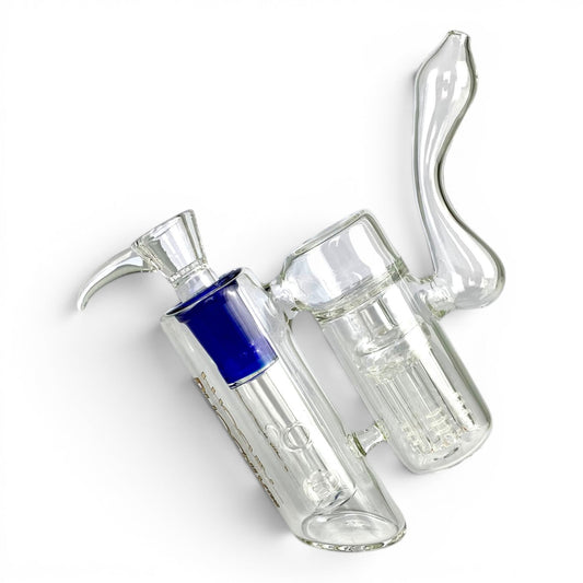 Phoenix Double Percolated Hammer Bubbler Bong 19cm Blue - The Bong Baron