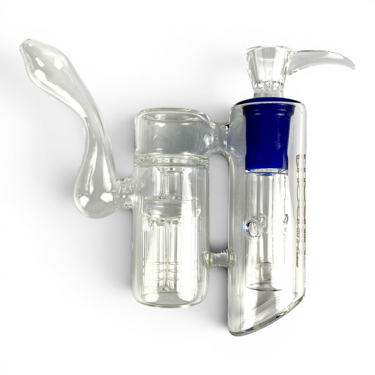 Phoenix Double Percolated Hammer Bubbler Bong 19cm Blue - The Bong Baron