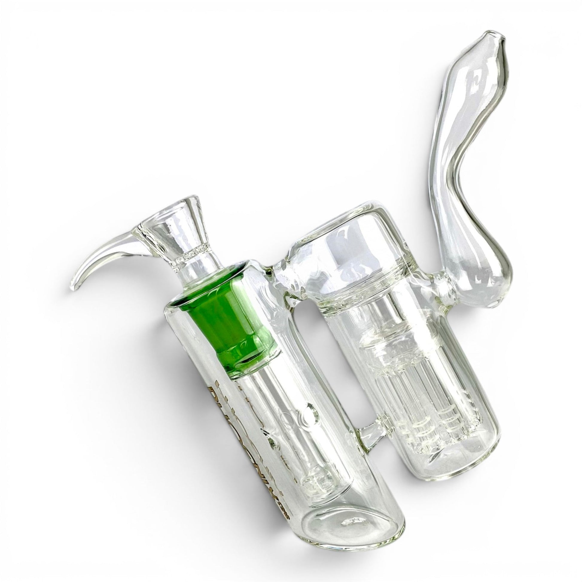 Phoenix Double Percolated Hammer Bubbler Bong 19cm Green - The Bong Baron