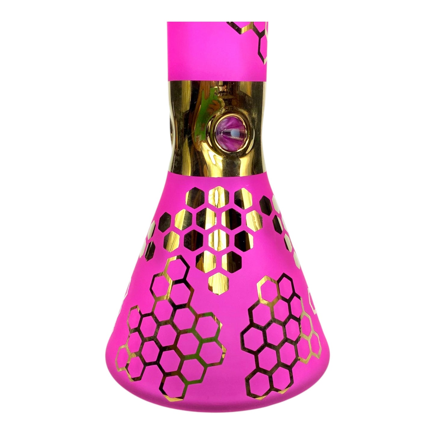 Phoenix Electroplated 7mm Thick Honeycomb Beaker Bong 32cm Pink - The Bong Baron