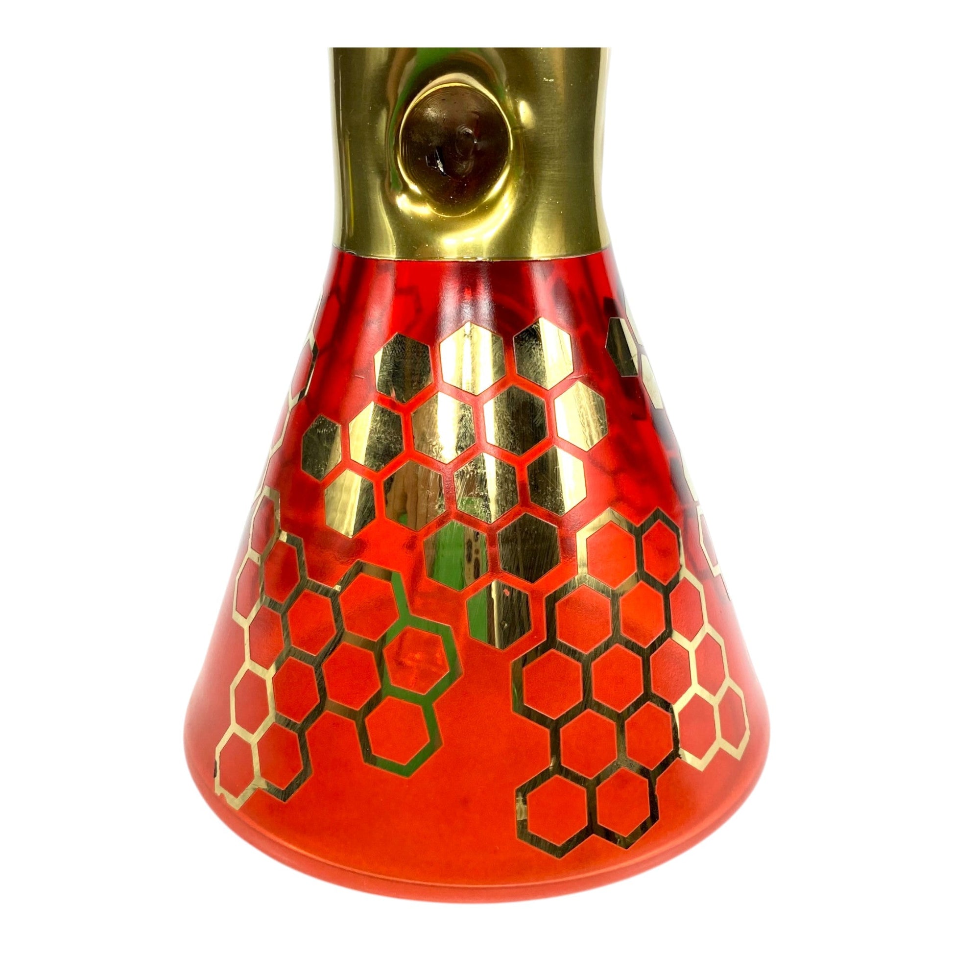Phoenix Electroplated7mm Thick Honeycomb Beaker Bong 32cm Red - The Bong Baron