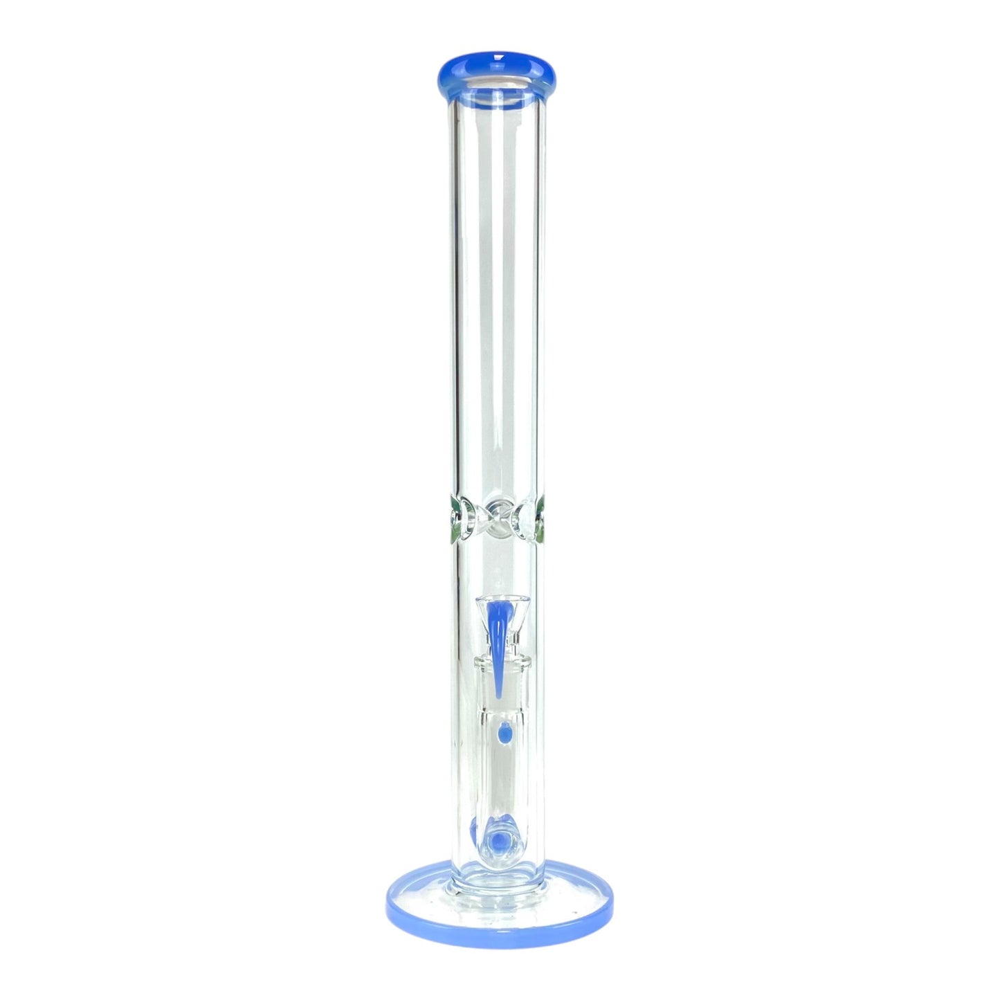 Phoenix Forked Perc Straight Tube Bong 43cm Blue - The Bong Baron