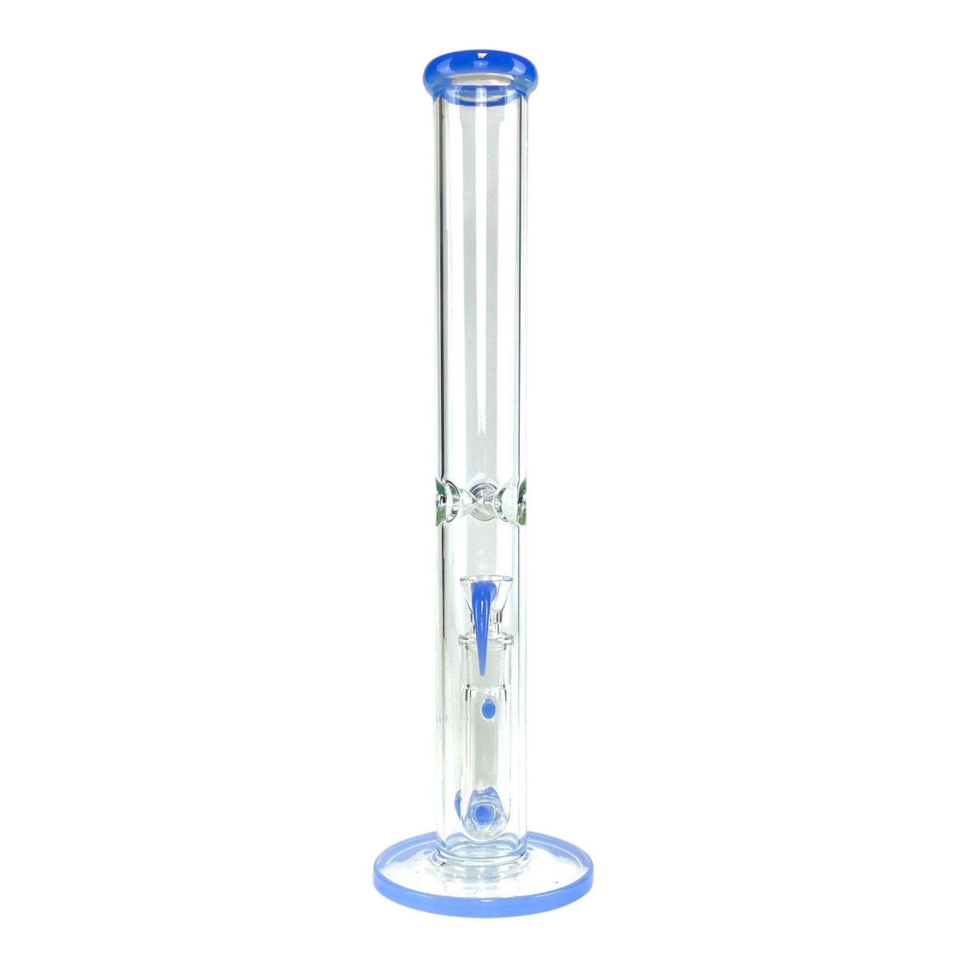 Phoenix Forked Perc Straight Tube Bong 43cm Blue - The Bong Baron
