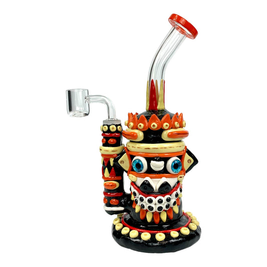 Phoenix Glass 3D Indian Chief Dab Rig 24cm Black - The Bong Baron