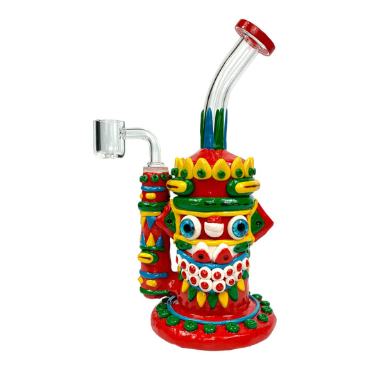 Phoenix Glass 3D Indian Chief Dab Rig 24cm Red - The Bong Baron