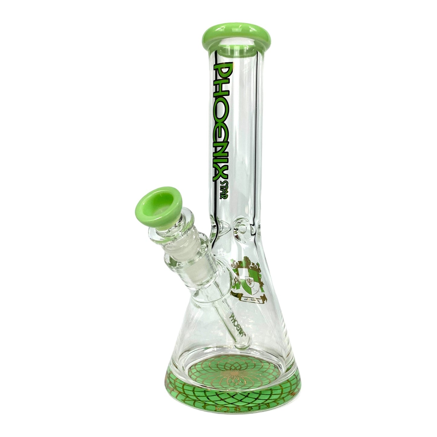 Phoenix Glass Pressed Base Beaker Bong 25cm Green - The Bong Baron