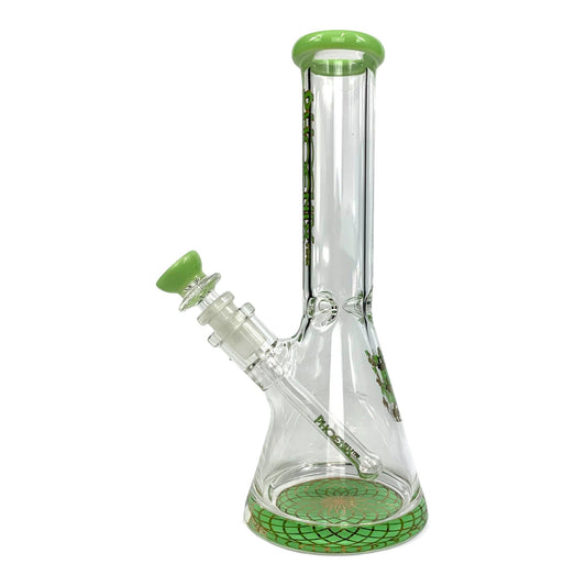 Phoenix Glass Pressed Base Beaker Bong 25cm Green - The Bong Baron