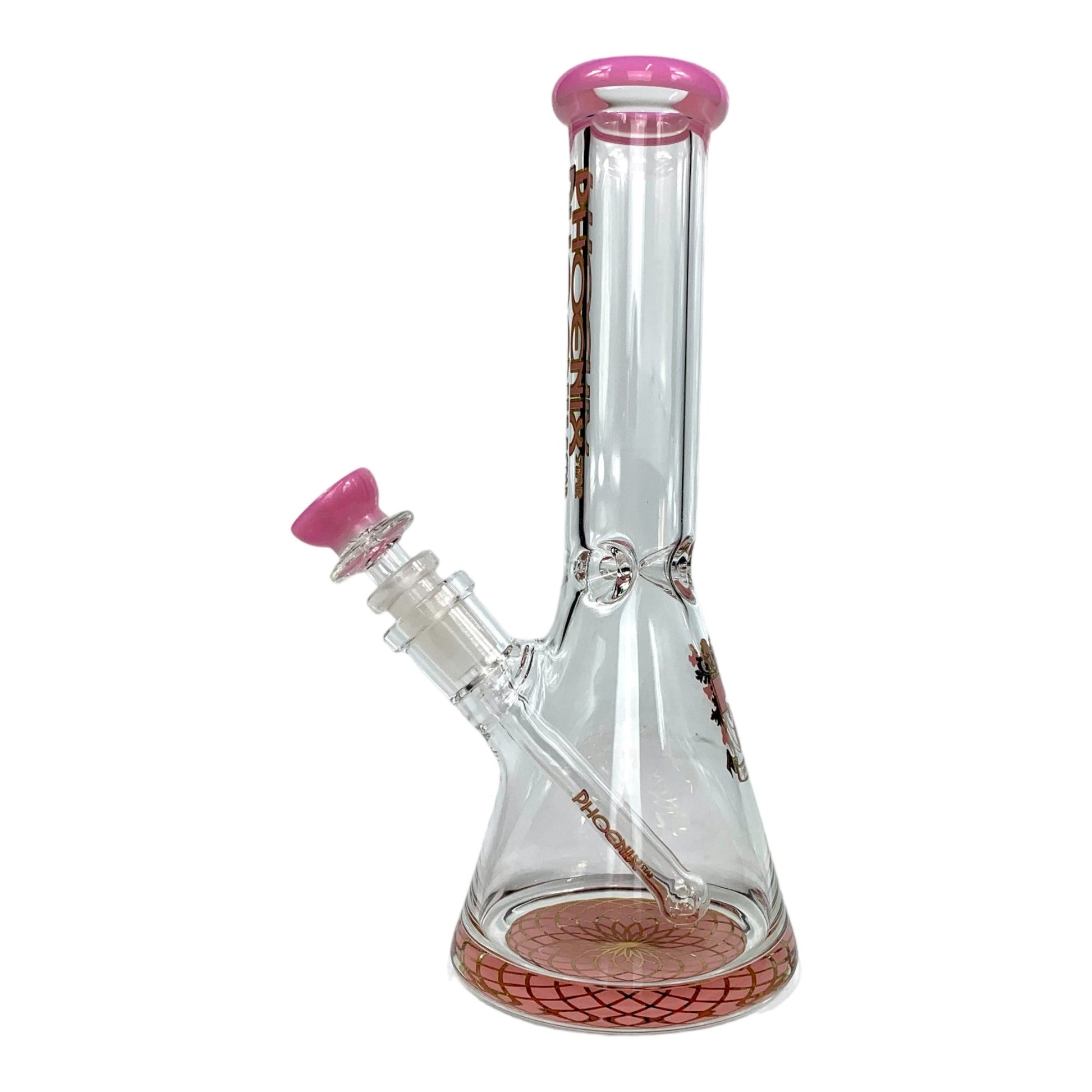 Phoenix Glass Pressed Base Beaker Bong 25cm Pink - The Bong Baron