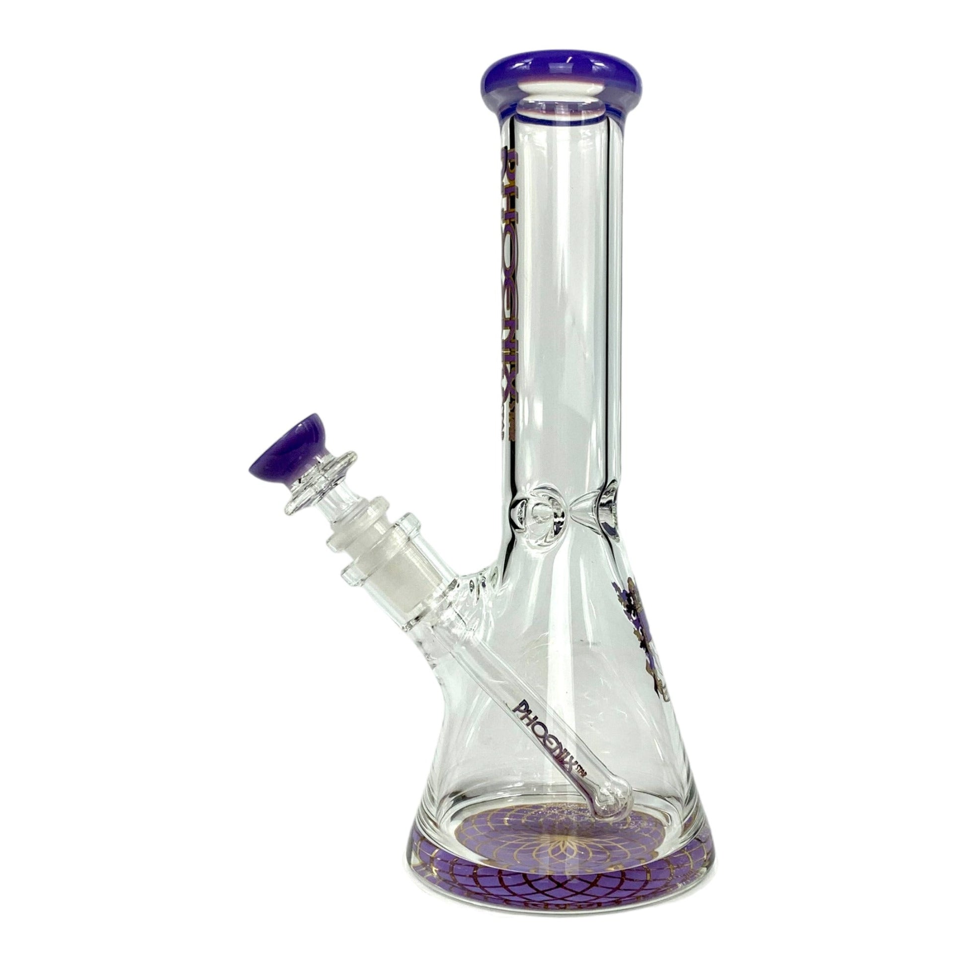 Phoenix Glass Pressed Base Beaker Bong 25cm Purple - The Bong Baron