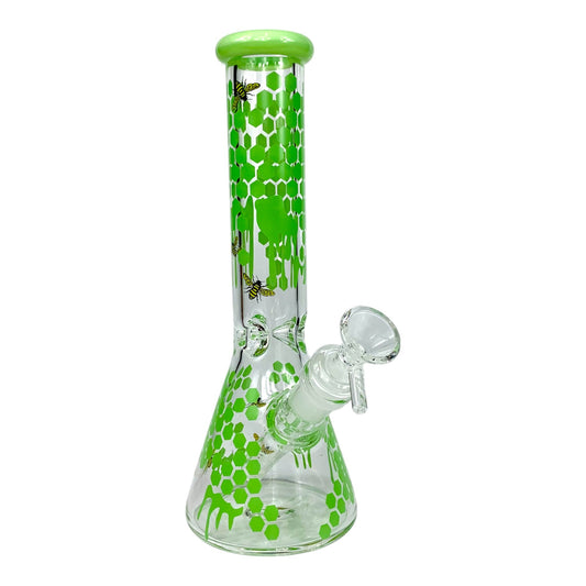 Phoenix Honeycomb Glass Beaker Bong Green 25cm - The Bong Baron