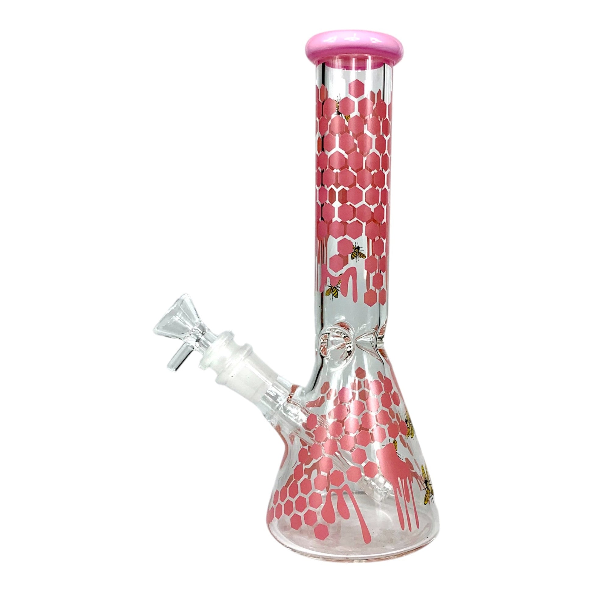 Phoenix Honeycomb Glass Beaker Bong Pink 25cm - The Bong Baron