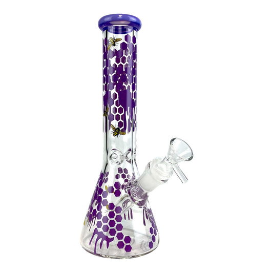 Phoenix Honeycomb Glass Beaker Bong Purple 25cm - The Bong Baron