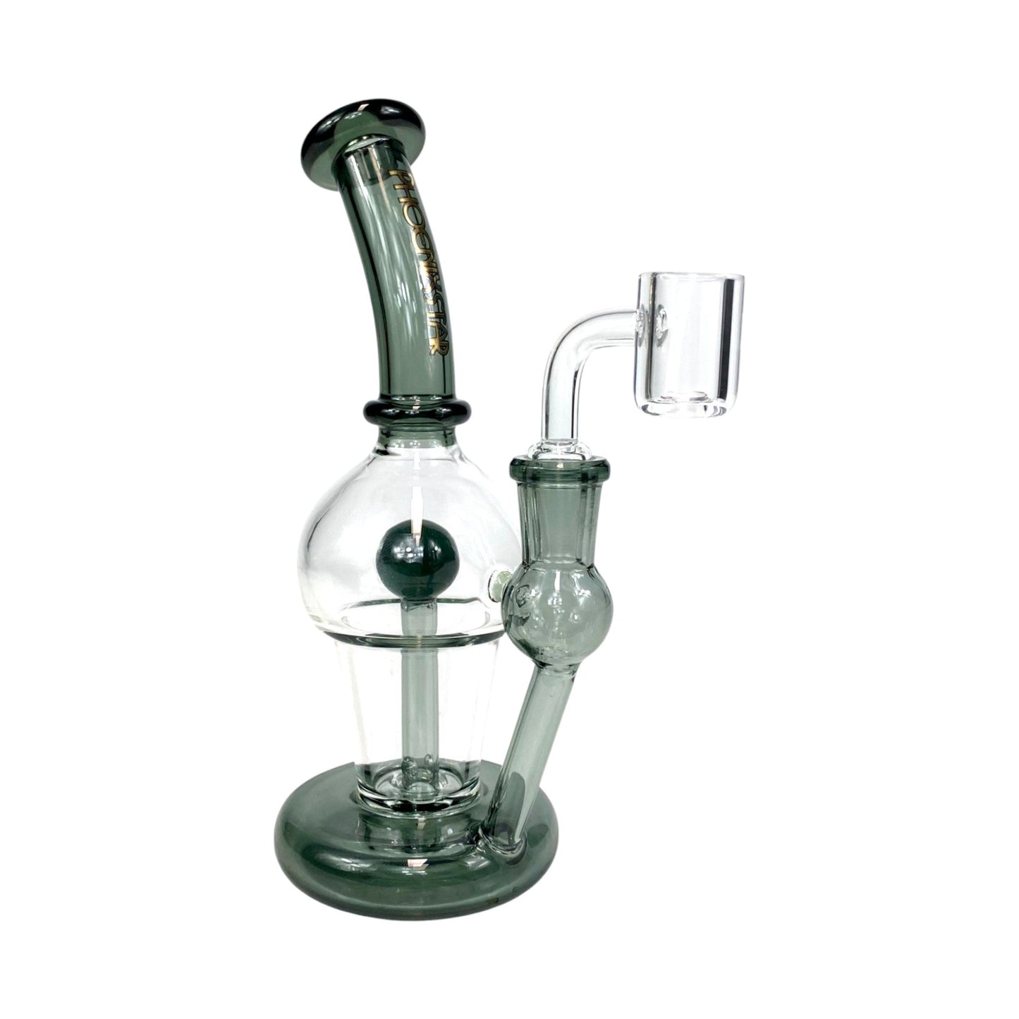 Phoenix Inline Perc Dab Rig – 19cm Ash Green - The Bong Baron