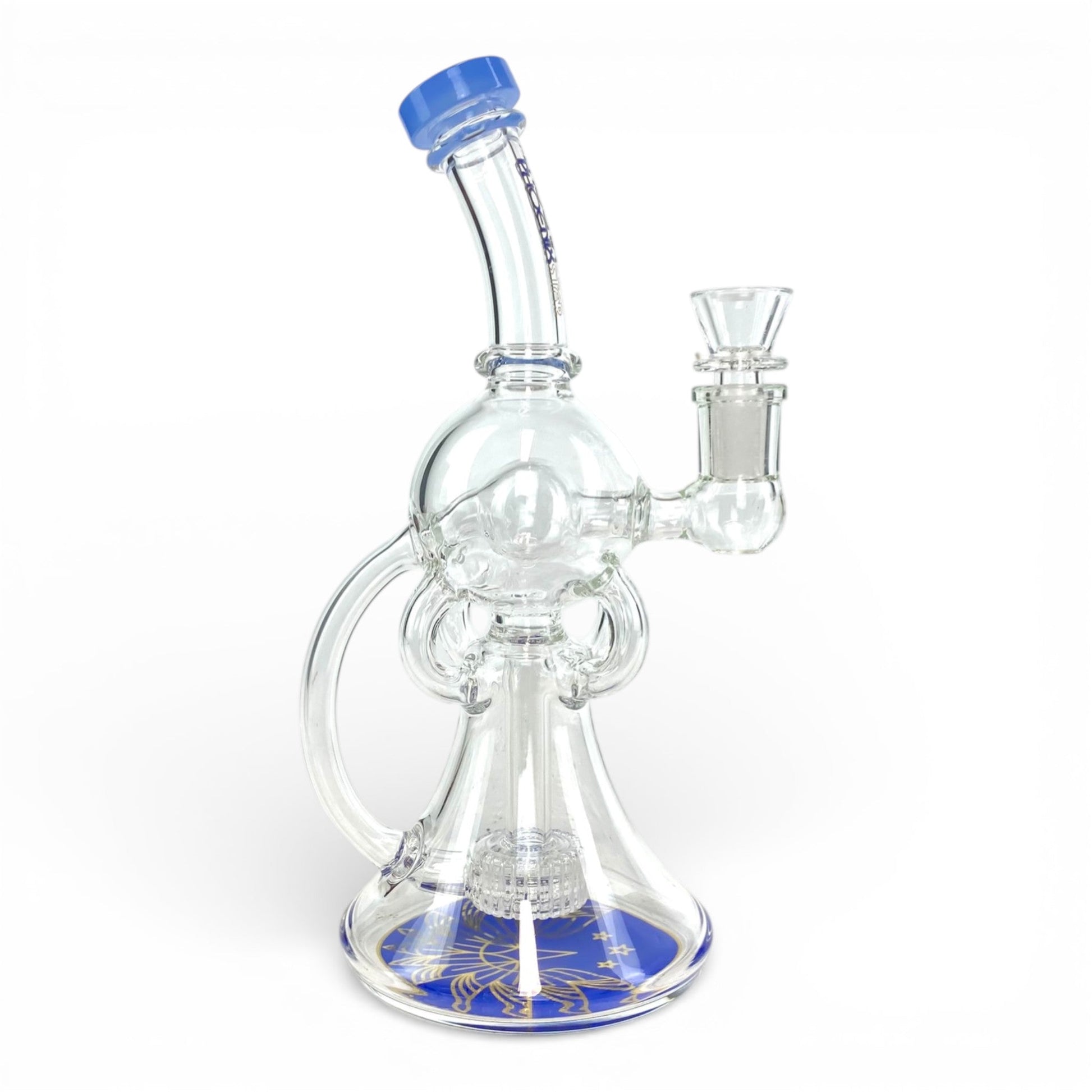 Phoenix Matrix Perc Recycler Bong 23cm Blue - The Bong Baron