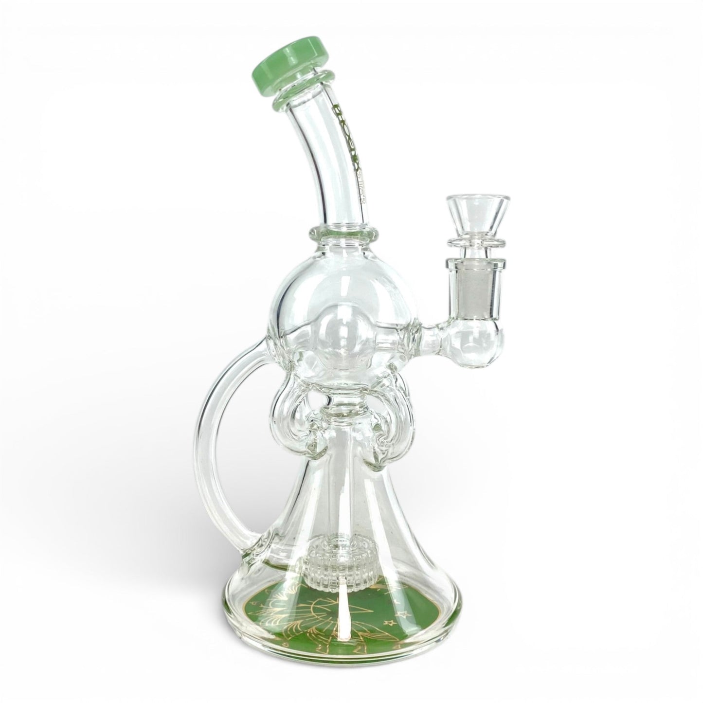 Phoenix Matrix Perc Recycler Bong 23cm Green - The Bong Baron
