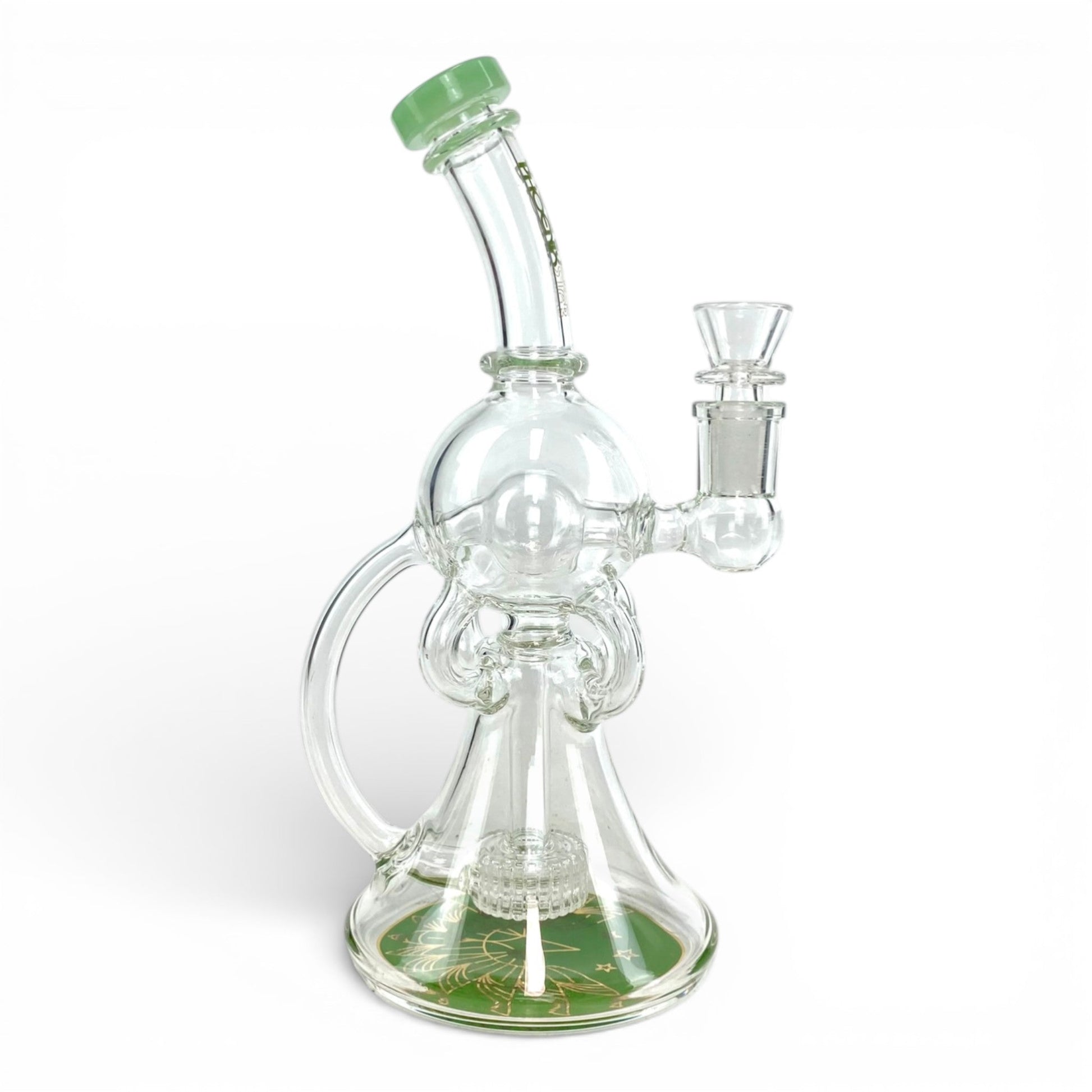 Phoenix Matrix Perc Recycler Bong 23cm Green - The Bong Baron