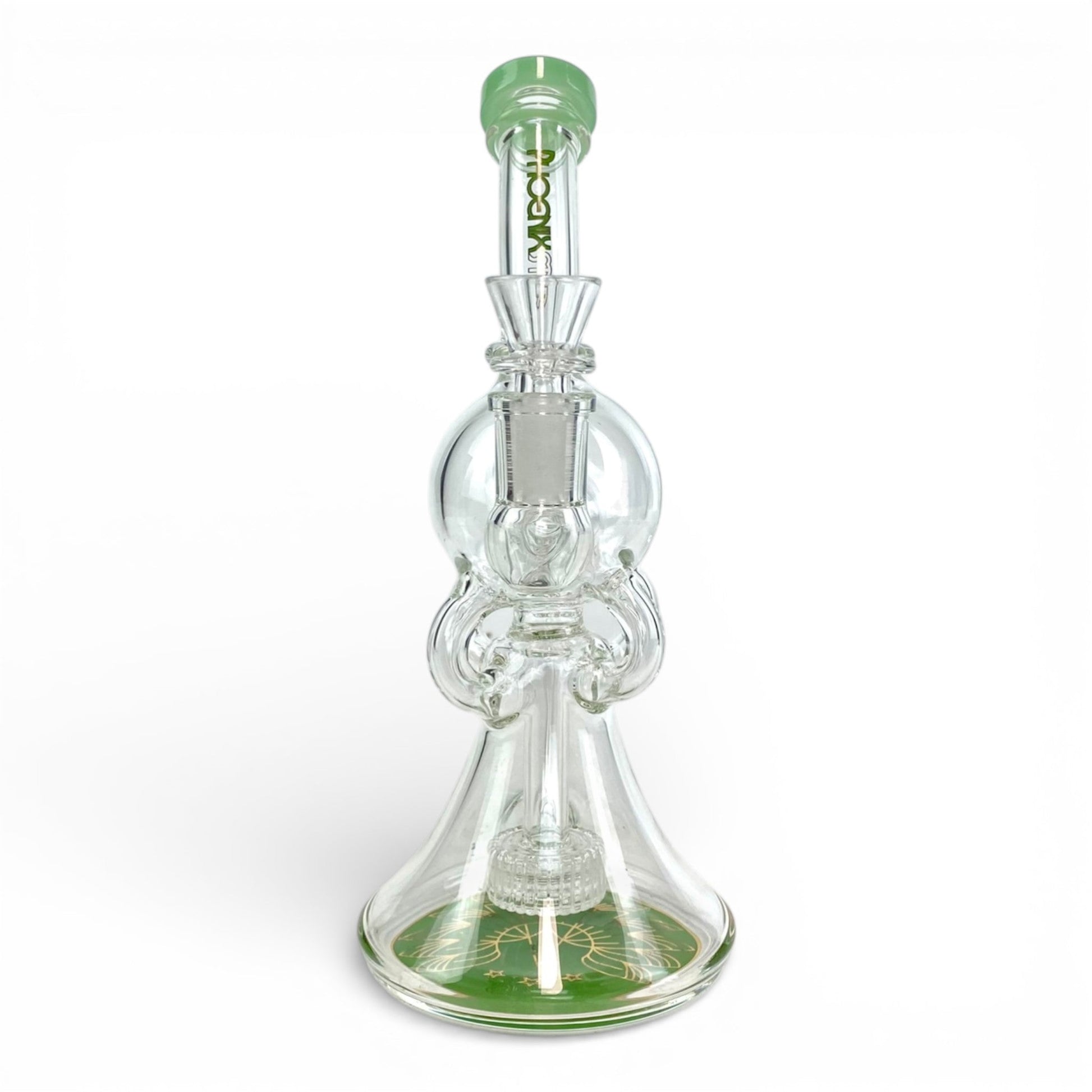 Phoenix Matrix Perc Recycler Bong 23cm Green - The Bong Baron