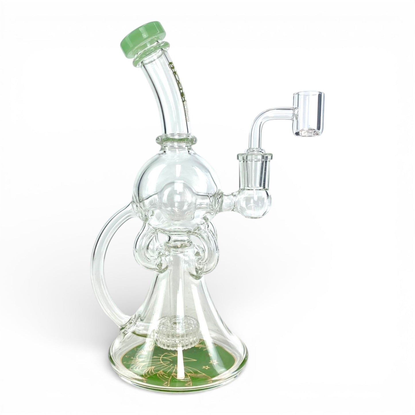Phoenix Matrix Perc Recycler Bong 23cm Green - The Bong Baron